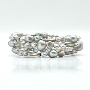 Silpada Retired B2184 Sterling Silver Gray Freshwater Pearls Wrap Bracelet